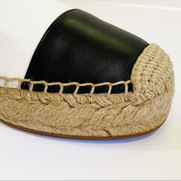 New J. Crew Canvas Espadrille Flats With Leather Cap Toe White Black Siz… - Picture 7 of 15